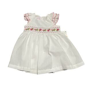 Bonnie Jean Baby Girls Floral Embroidered Ruffle Sleeve Dress 12Months